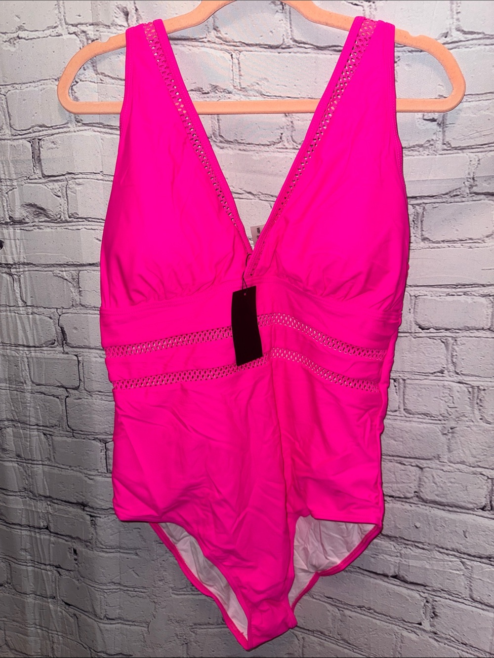 Dacis Women’s Hot Pink One-Piece Swimsuit - Classic V-Neck